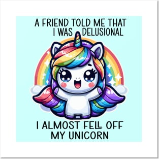 I Almost Fell Off My Magic Fantasy Rainbow Unicorn Posters and Art